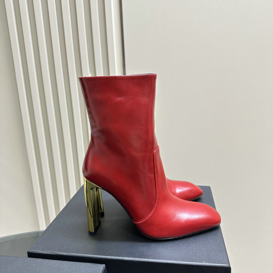 2023 Saint Laurent Auteuil Booties in Red Leather