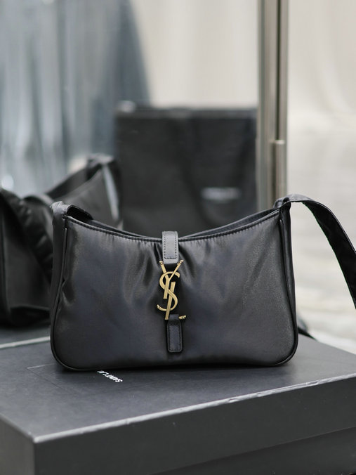 2023 Saint Laurent Le 5 à 7 Crossbody Bag in Black Econyl® Regenerated Nylon - Click Image to Close