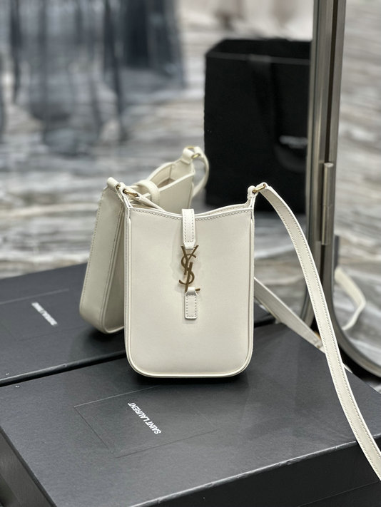2023 Saint Laurent Le 5 à 7 Mini Vertical Bag Blanc Vintage Leather