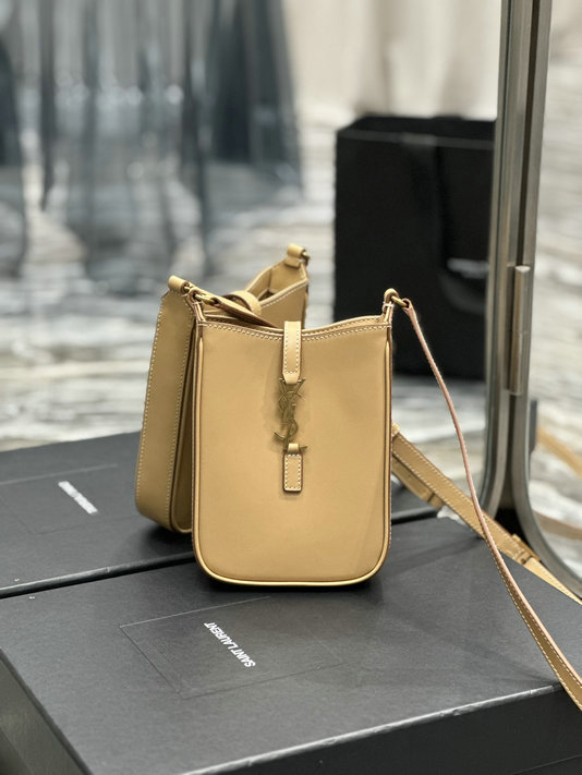 2023 Saint Laurent Le 5 à 7 Mini Vertical Bag Brown Gold Leather - Click Image to Close