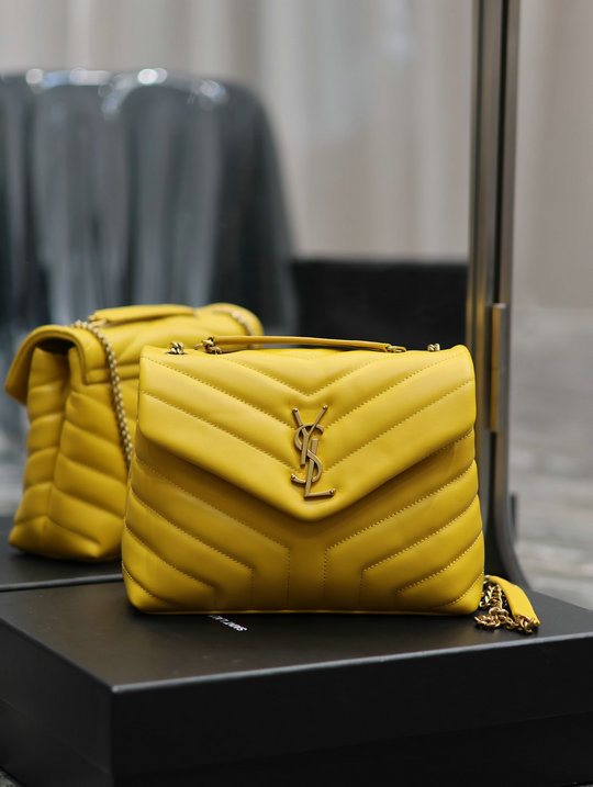 2023 Saint Laurent Loulou Small Bag in Yellow Y-quilted Leather