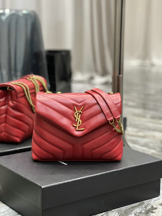 2023 Saint Laurent Loulou Small Bag in Red Y-quilted Leather