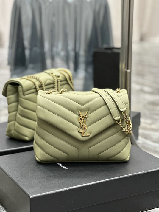2023 Saint Laurent Loulou Small Bag in Avocado Green Y-quilted Leather