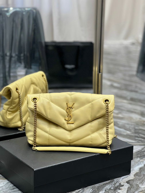 2023 Saint Laurent Loulou Puffer Small Bag in light vanilla quilted lambskin leather