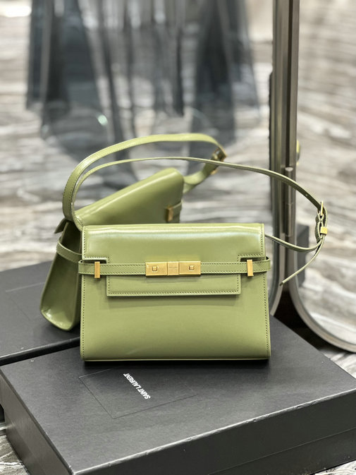 2023 Saint Laurent Manhattan Small Shoulder Bag in Green Leather - Click Image to Close