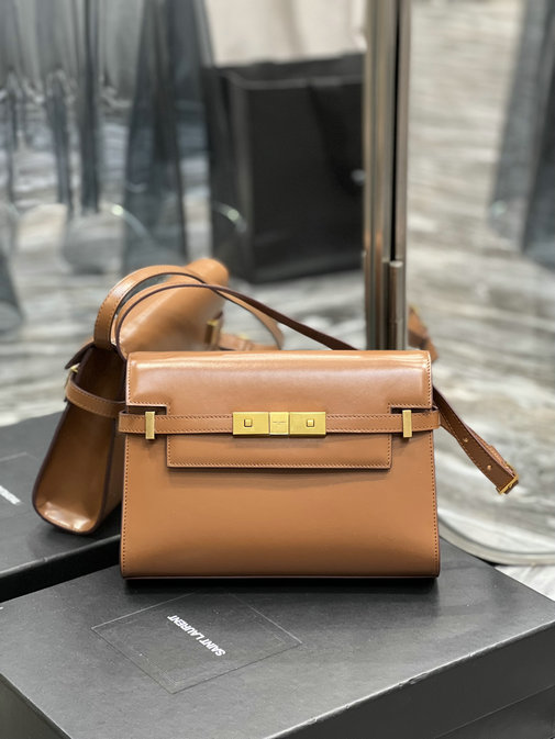 2023 Saint Laurent Manhattan Small Shoulder Bag in Brick Leather