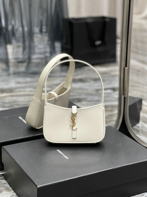 2023 Saint Laurent Le 5 à 7 Mini Hobo Bag in blanc vintage leather