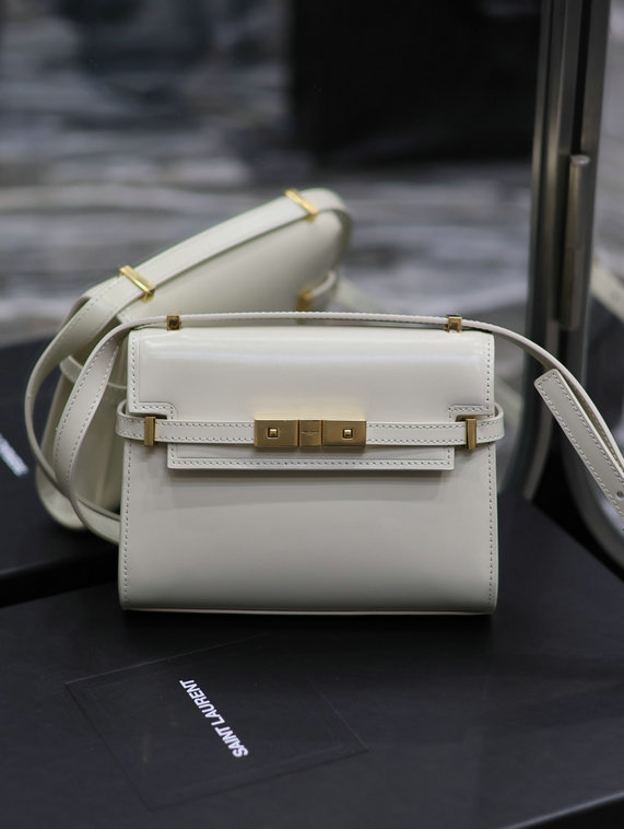 2023 Saint Laurent Mini Manhattan Crossbody Bag in White