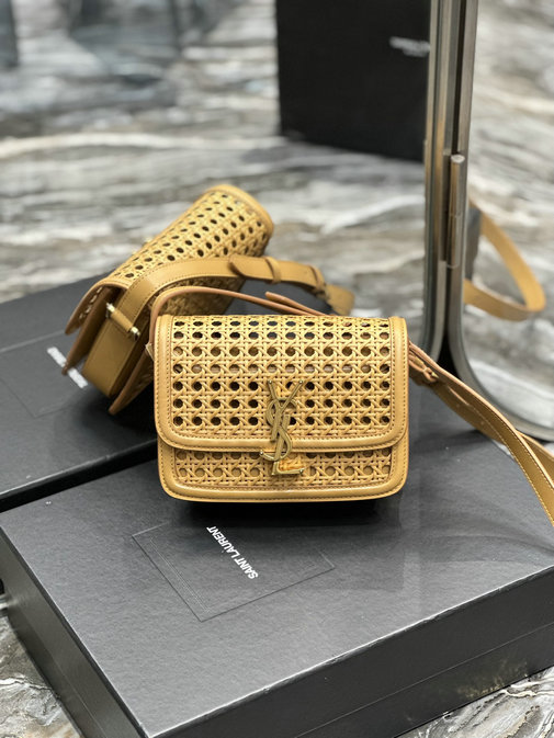 2023 Saint Laurent Solferino Small Satchel in canework vegetable-tanned leather