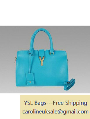 Yves Saint Laurent Blue Medium Leather Tote Bag 2118 - Click Image to Close