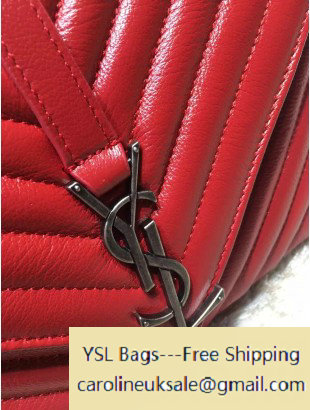 2016 Saint Laurent 392737 Classic Medium Monogram College Bag in Natural Lambskin Red