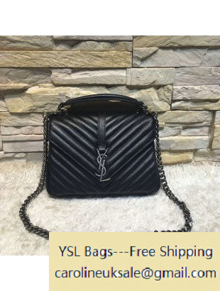 2016 Saint Laurent 392737 Classic Medium Monogram College Bag in Natural Lambskin Black
