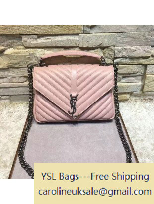 2016 Saint Laurent 392737 Classic Medium Monogram College Bag in Natural Lambskin Pink - Click Image to Close
