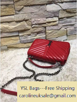 2016 Saint Laurent 392737 Classic Medium Monogram College Bag in Smooth Lambskin Red