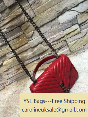 2016 Saint Laurent 392737 Classic Medium Monogram College Bag in Smooth Lambskin Red