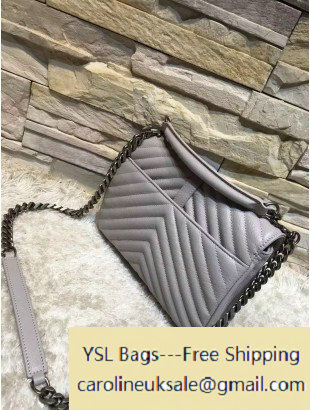2016 Saint Laurent 392737 Classic Medium Monogram College Bag in Natural Lambskin Light Gray