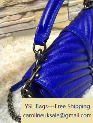 2016 Saint Laurent 392737 Classic Medium Monogram College Bag in Natural Lambskin Royal Blue