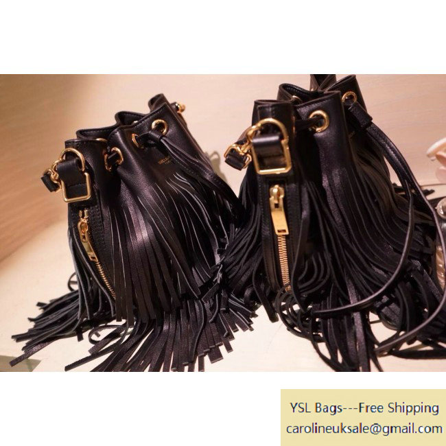 Saint Laurent Black Suede:Leather Emmanuelle Bucket Bag