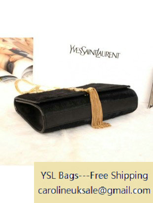 Saint Laurent Black Horsehair Cassandre Matelasse Chain Strap Tote Bag - Click Image to Close