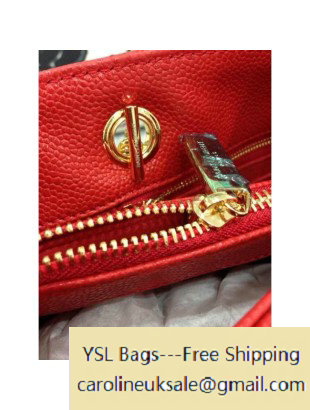Saint Laurent Cassandre Chain-Strap Matelasse Shopper Bag red