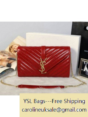 2014 Saint Laurent Red Matelasse Chain Strap Cassandre Flap Bag