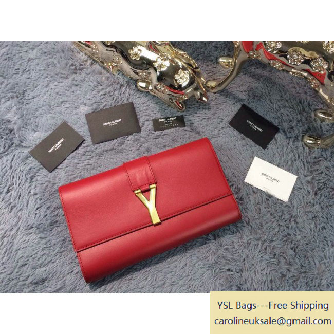 Saint Laurent Classic Y Clutch in Red Leather