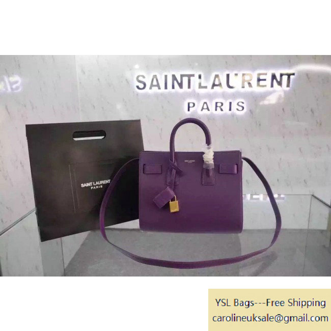 Saint Laurent Classic Baby Sac De Jour in Purple Smooth Leather