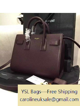 Saint Laurent Classic Baby Sac De Jour in Burgundy Grained Leather - Click Image to Close