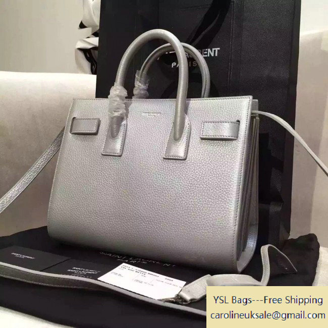 Saint Laurent Classic Baby Sac De Jour in Silver Grained Leather - Click Image to Close