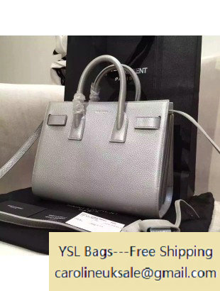 Saint Laurent Classic Baby Sac De Jour in Silver Grained Leather - Click Image to Close