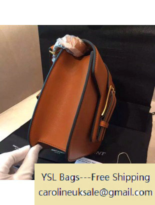 2015 Saint Laurent Medium Nico Satchel Bag in Saddle Brown Leather