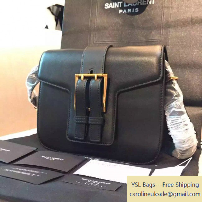 2015 Saint Laurent Medium Nico Satchel Bag in Saddle Black Leather