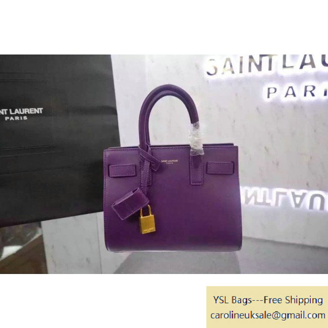 Saint Laurent Classic Nano Sac De Jour Bag in Purple Smooth Leather
