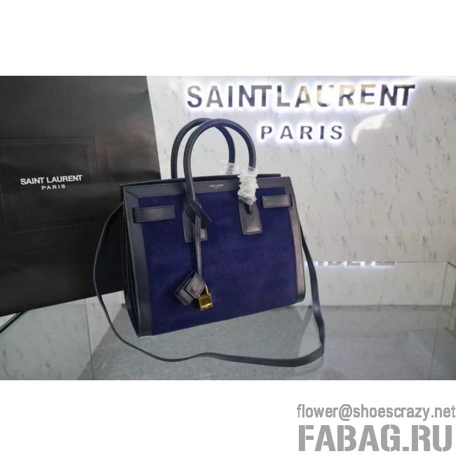 Saint Laurent Classic small Sac De Jour Bag in Blue Calfskin and Suede - Click Image to Close