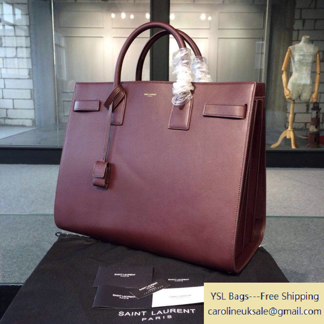 Saint Laurent Classic Large Sac De Jour Bag in Burgundy Smooth Leather - Click Image to Close