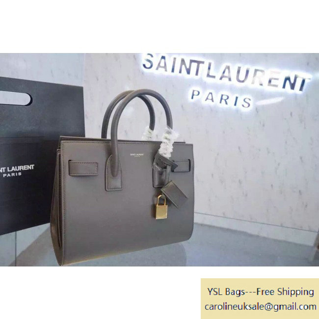 Saint Laurent Classic Micro Sac De Jour Bag in Grey Leather
