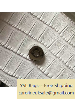 2016 Saint Laurent Monogram Shoulder Bag in Crocodile Pattern Calfskin White 394195