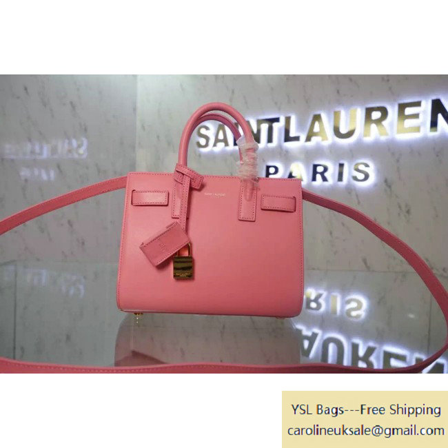 Saint Laurent Classic Nano Sac De Jour Bag in Pink Leather - Click Image to Close