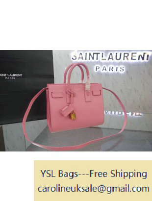 Saint Laurent Classic Baby Sac De Jour Bag in Pink Leather