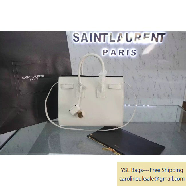 Saint Laurent Classic Small Sac De Jour Bag in White Leather
