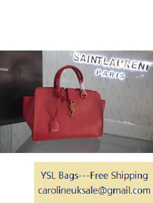 2015 Saint Laurent Small Monogram Cabas Bag in Red Leather