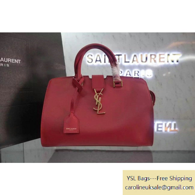 2015 Saint Laurent Small Monogram Cabas Bag in Red Leather