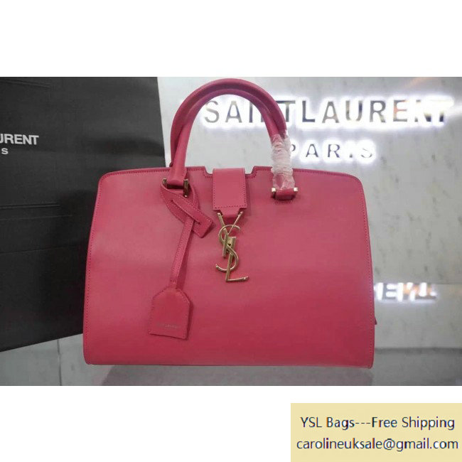 2015 Saint Laurent Small Monogram Cabas Bag in Pink Leather