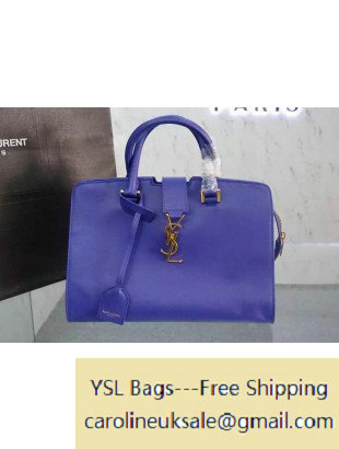 2015 Saint Laurent Small Monogram Cabas Bag in Royal Blue Leather