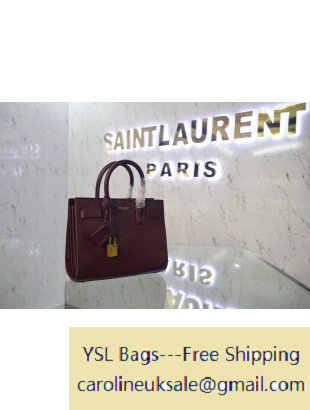 Saint Laurent Classic Nano Sac De Jour Bag in Burgundy Leather - Click Image to Close