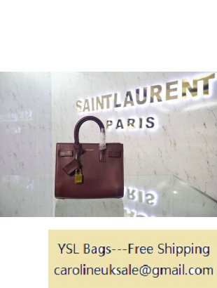 Saint Laurent Classic Nano Sac De Jour Bag in Burgundy Leather