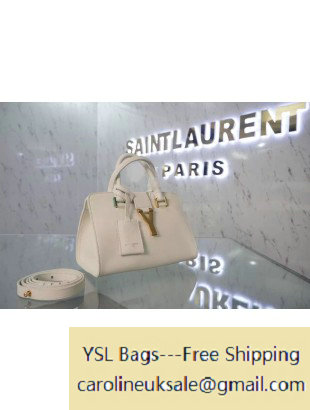 Saint Laurent Mini Monogram Cabas Bag in White