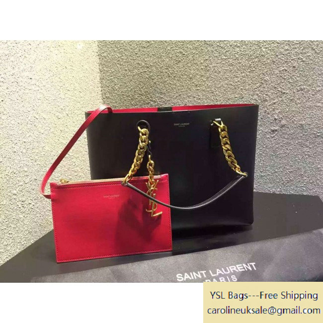 2015 Saint Laurent 372090 Tote Bag in Black/Red Leather