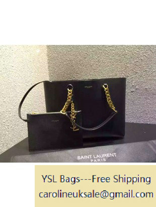 2015 Saint Laurent 372090 Tote Bag in Black/Black Leather