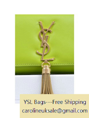 Saint Laurent Cassandre Small Tassel Crossbody Bag Green - Click Image to Close